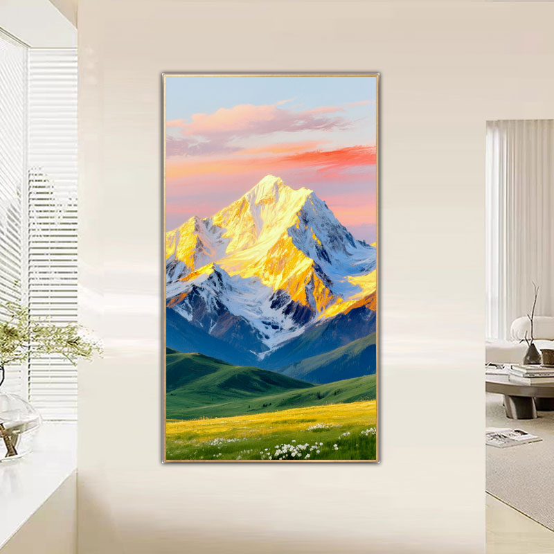 大芬村手绘油画日照金山客厅沙发