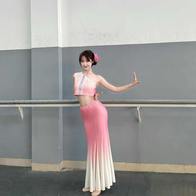 新款傣族舞蹈服女成人艺考表演服少数民族风舞蹈练习裙演出服套装
