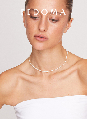 FEDOMA925银镀18K金珍珠锁骨链