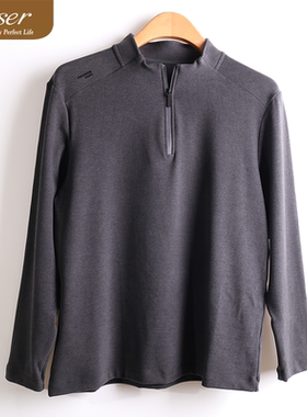 凯撒caser冬男士加厚暖姜绒一体领拉链上衣保暖卫衣打底AJ53-5582