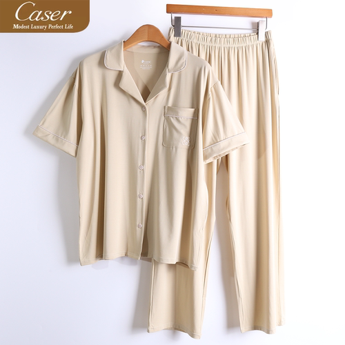 凯撒caser女士莫代尔睡衣套装春夏冷染丝光西服领家居服BI20-5885
