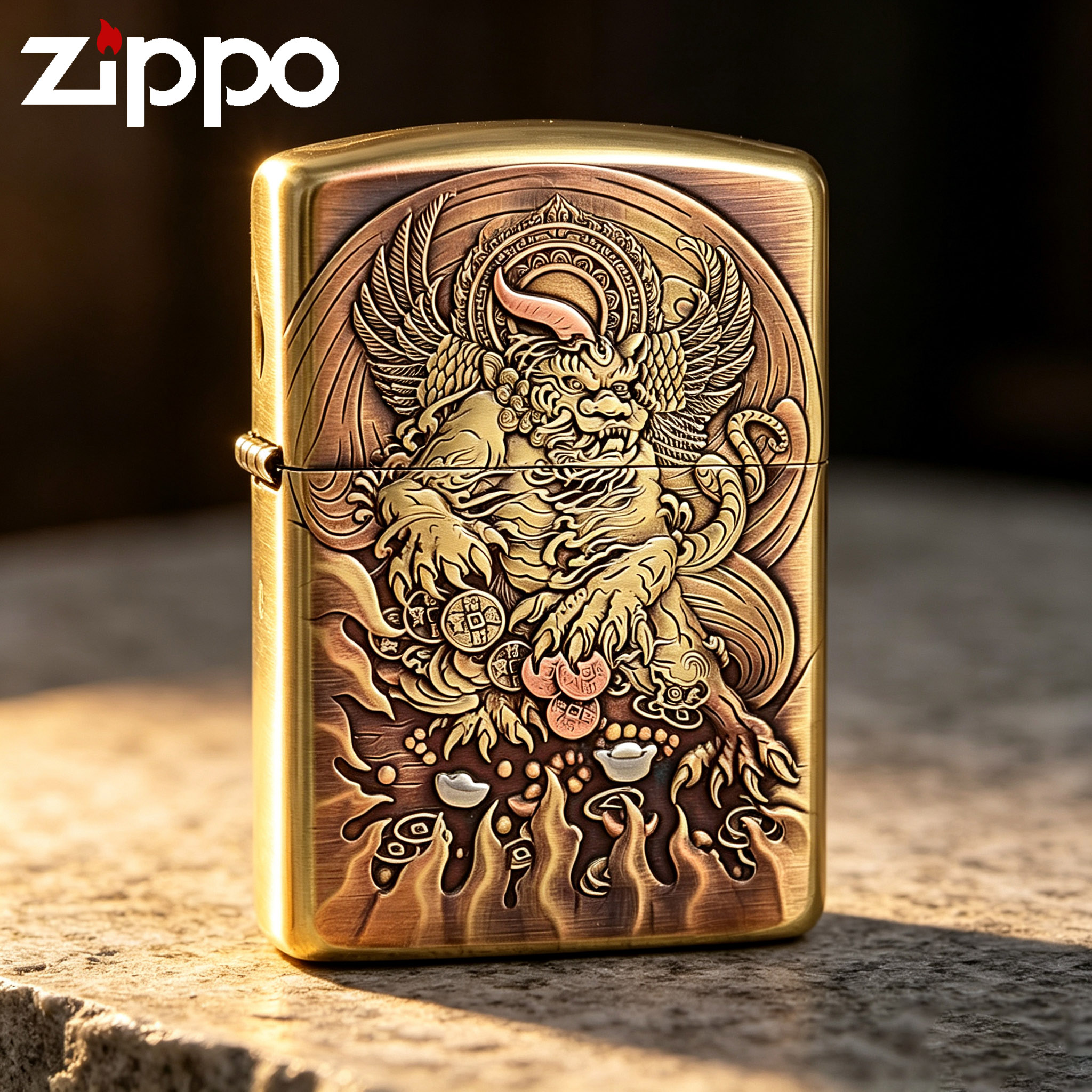 zippo打火机蝎子镶嵌貔貅护主官方正品男士生日七夕礼物送男友