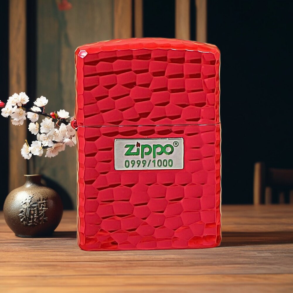 ZIPPO打火机正品高端盔甲红色陨石坑 限量珍藏七夕情人节送男友