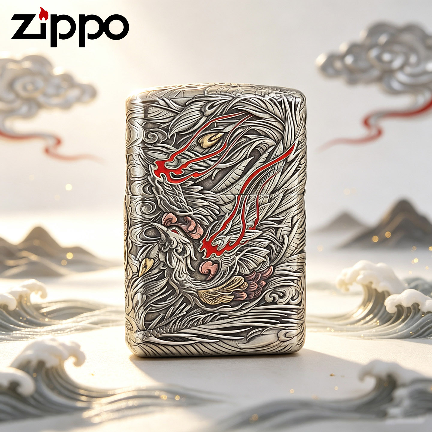 Zippo打火机龙凤呈祥鹰皇官方正品防风煤油送男朋友高档生日礼物