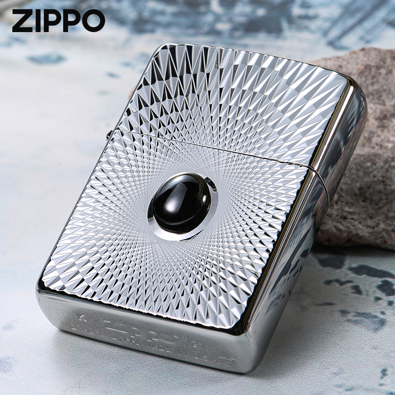Zippo芝宝打火机幸运石盔甲银色限量 芝宝原装正版煤油打火机