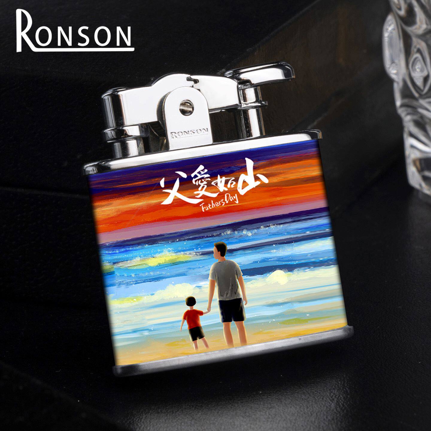 日本朗森Ronson煤油打火机送男友创意防风高颜值生日礼物砂轮火机