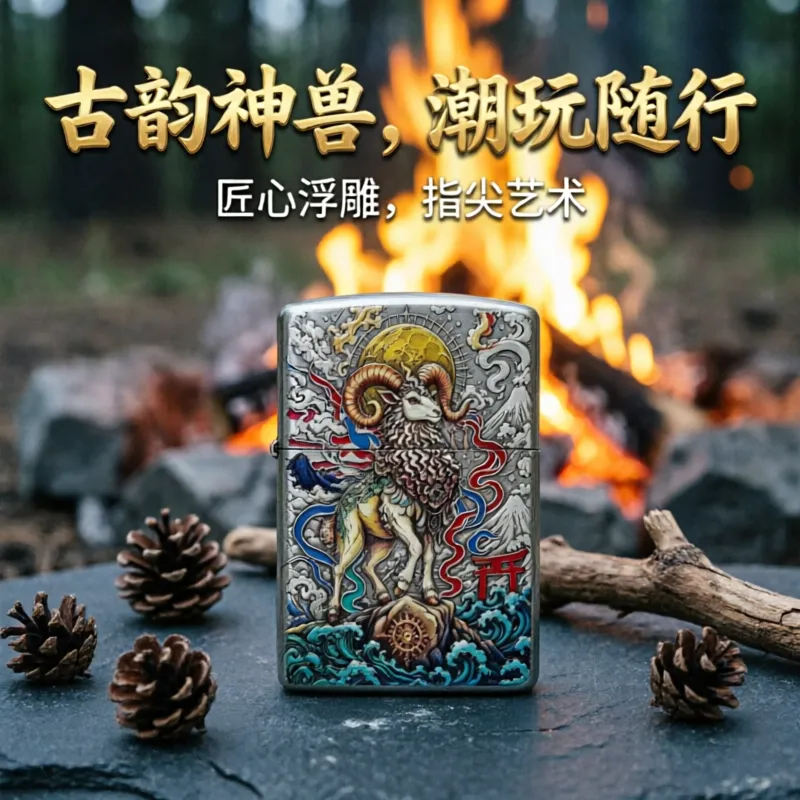 zippo打火机官方正版生肖羊守护神煤油防风盔甲七夕送男士礼物