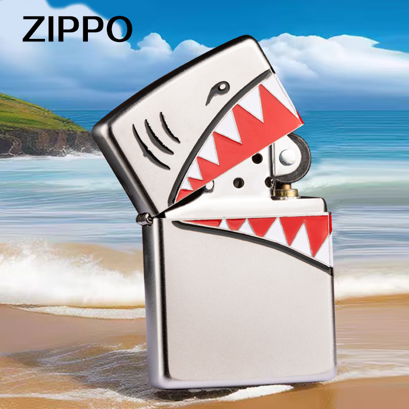 ZIPPO打火机正版防风煤油X战警火人变种人拉丝雕刻珐琅填漆鲨鱼嘴