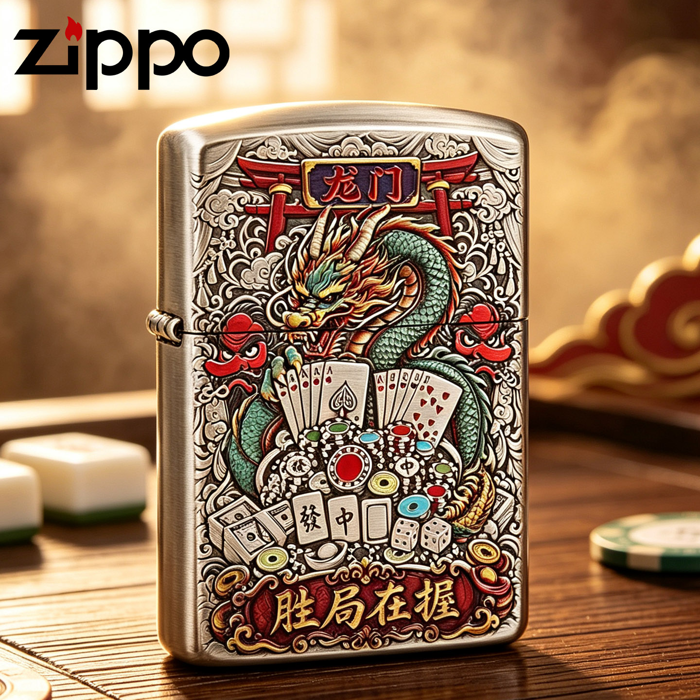 ZIPPO正品打火机鸿运胜券在握创意麻将骰子收藏七夕送男友礼物