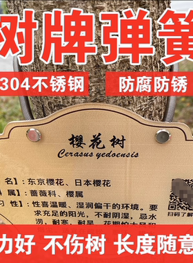 树牌弹簧专用绑树拉簧304不锈钢 不生锈可伸缩不伤树挂绳展示定制