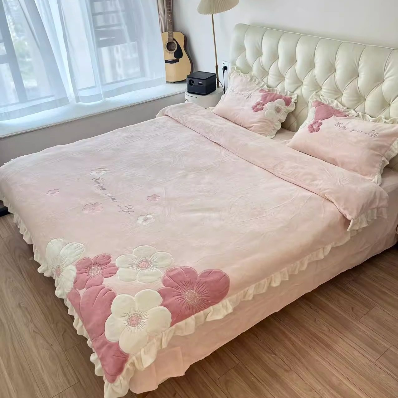 冬季加厚保暖牛奶绒四件套公主风