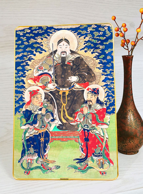 古画版 真武大帝神将桌面摆台相框画 神仙人物摆件挂画来图定制