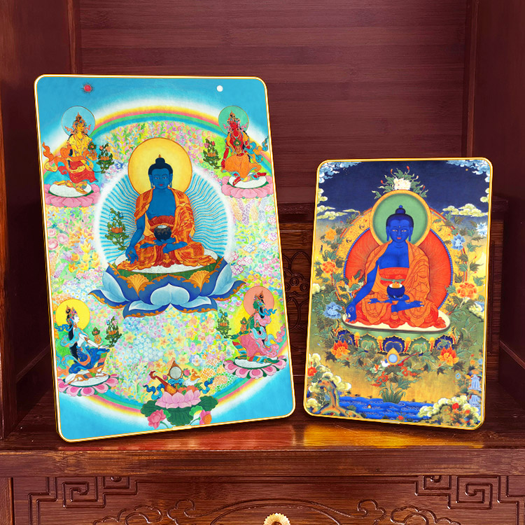药师佛琉璃光如来唐卡佛像画摆台