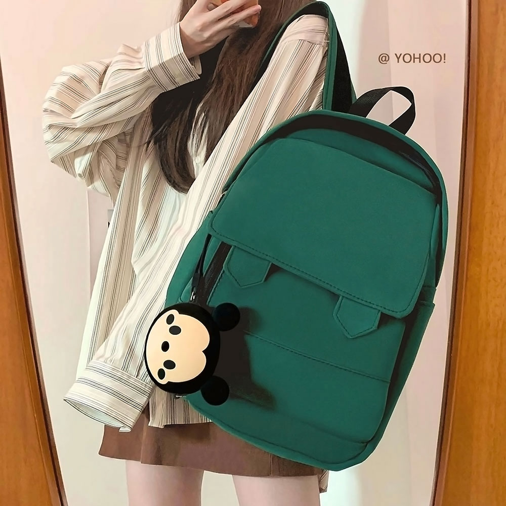 原创ins日系复古纯色男女双肩包