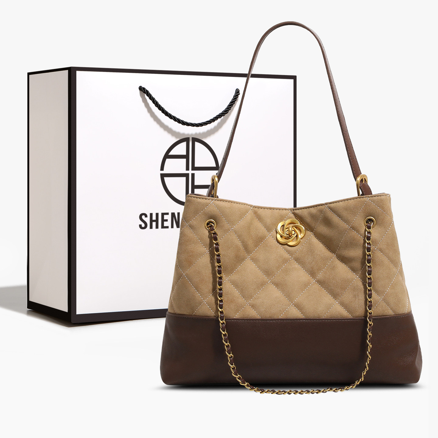 圣米洛菱格链条包包女2026新款小香风单肩腋下包小众大容量托特包,箱包皮具/热销女包/男包,托特包,淘宝优惠券,粉丝福利购,淘宝优惠卷