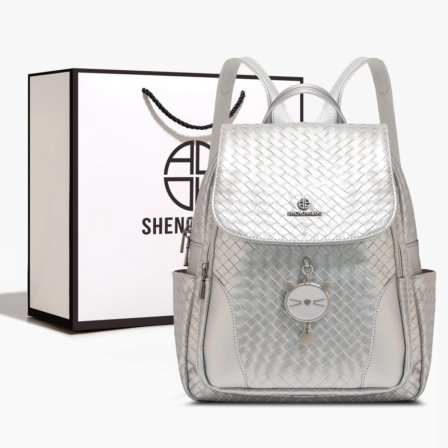 香港品牌轻奢小众编织双肩包包女2026新款时尚百搭大容量通勤背包,箱包皮具/热销女包/男包,双肩背包,淘宝优惠券,粉丝福利购,淘宝优惠卷