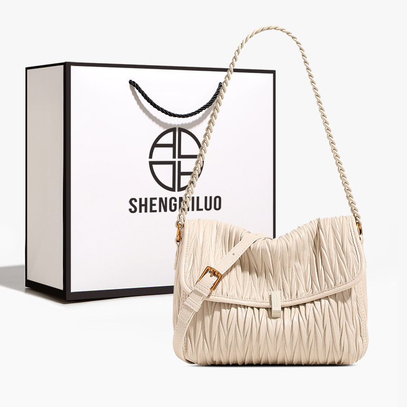 圣米洛小众链条腋下包包女2026新款高级感时尚百搭褶皱单肩斜挎包,箱包皮具/热销女包/男包,腋下包,淘宝优惠券,粉丝福利购,淘宝优惠卷