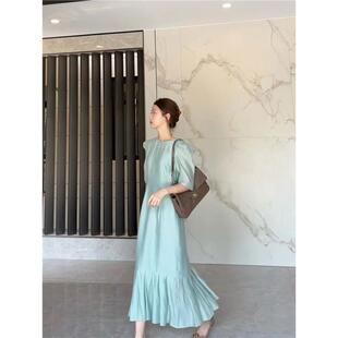 【现货秒发】夏季女神范泡泡袖法式独特超仙鱼尾长裙质感连衣裙子