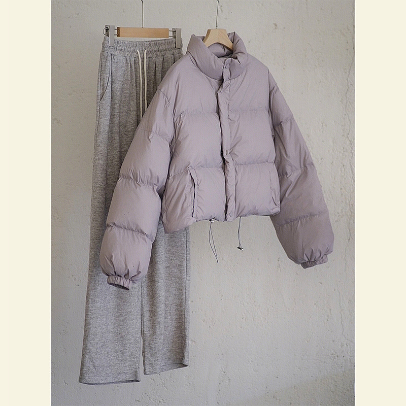 2025冬季小个子高级感紫色外套小香风短款轻薄浅紫色羽绒服女