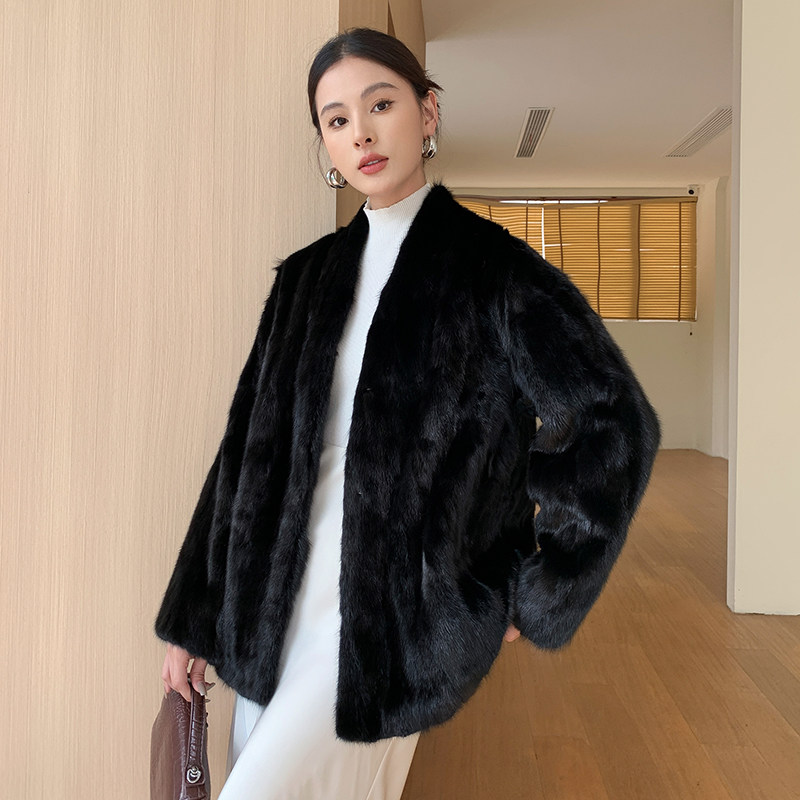 海宁2025新款水貂毛皮草外套女