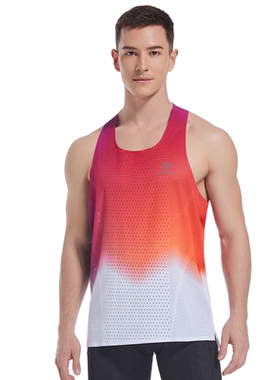SankenSanken马拉松跑步男渐变新款排汗网孔透气风洞训练速干背心