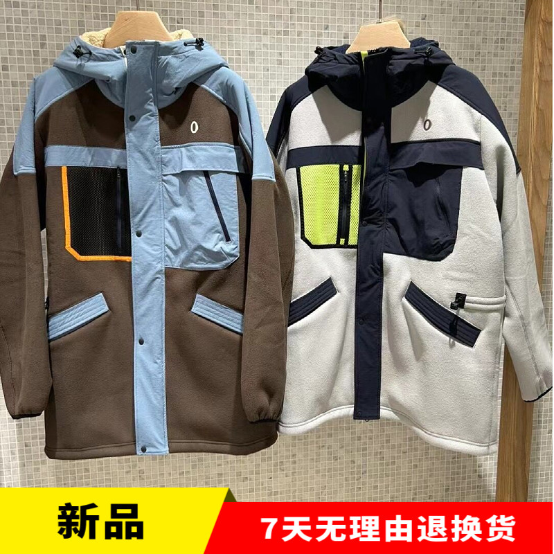2023年素然专比女士新品冬拼接抓绒保暖带帽中长外套A0233TC01