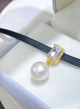 【daydreamer】特价天然淡水珍珠近正圆微瑕十字架choker颈链爱豆