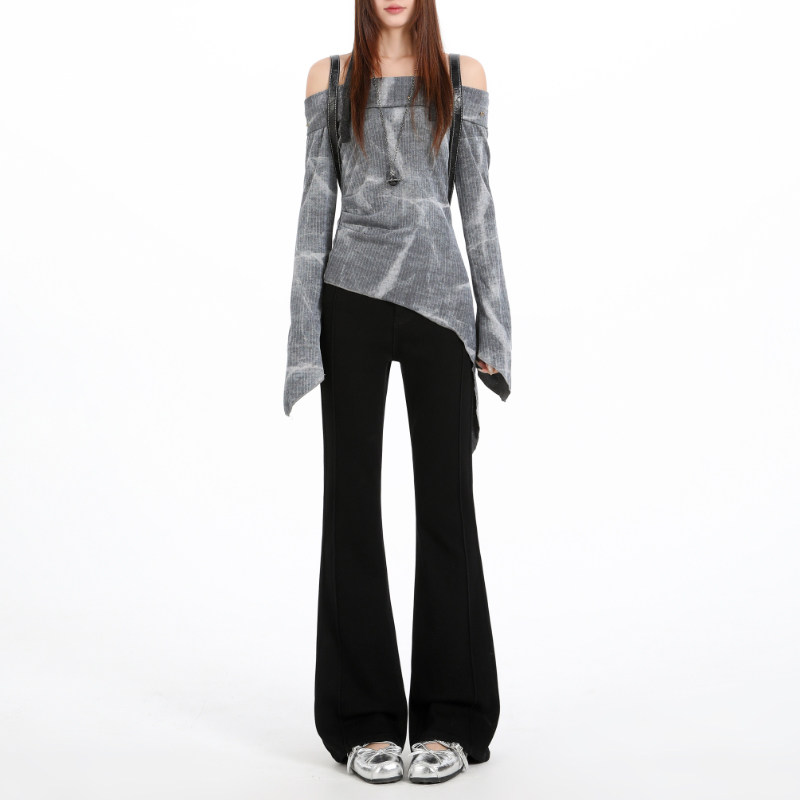 高级感侧边拼接黑色微喇牛仔裤女春季新品显腿长修身弹力喇叭裤子,女装/女士精品,牛仔裤,淘宝优惠券,粉丝福利购,淘宝优惠卷