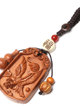 牛年十二生肖钥匙扣挂件桃木雕刻