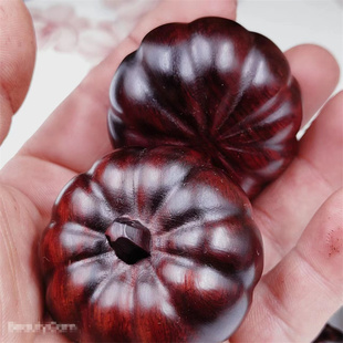 文玩手把件红酸枝雕刻南瓜手球手捻手球把玩红木挂件无漆木雕男女