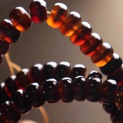 精品山龟壳算盘珠手链108颗手串项链龟甲酒红色满血山龟文玩项链