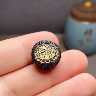 血檀黑檀木雕刻无相佛莲花珠配件DIY手链手编绳顶珠手串配珠饰品