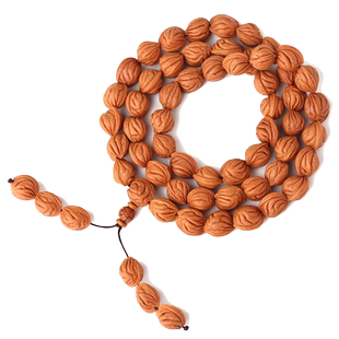 文玩手串火龙纹核桃山桃核手持54颗佛珠念珠长串汽车挂件