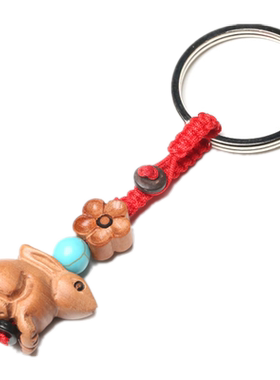 十二生肖属相桃木兔子雕刻手链