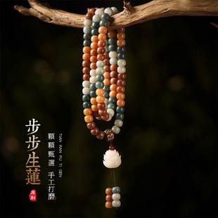 风化菩提根老型桶珠108颗佛珠多宝手串男念珠文玩手链女毛衣项链
