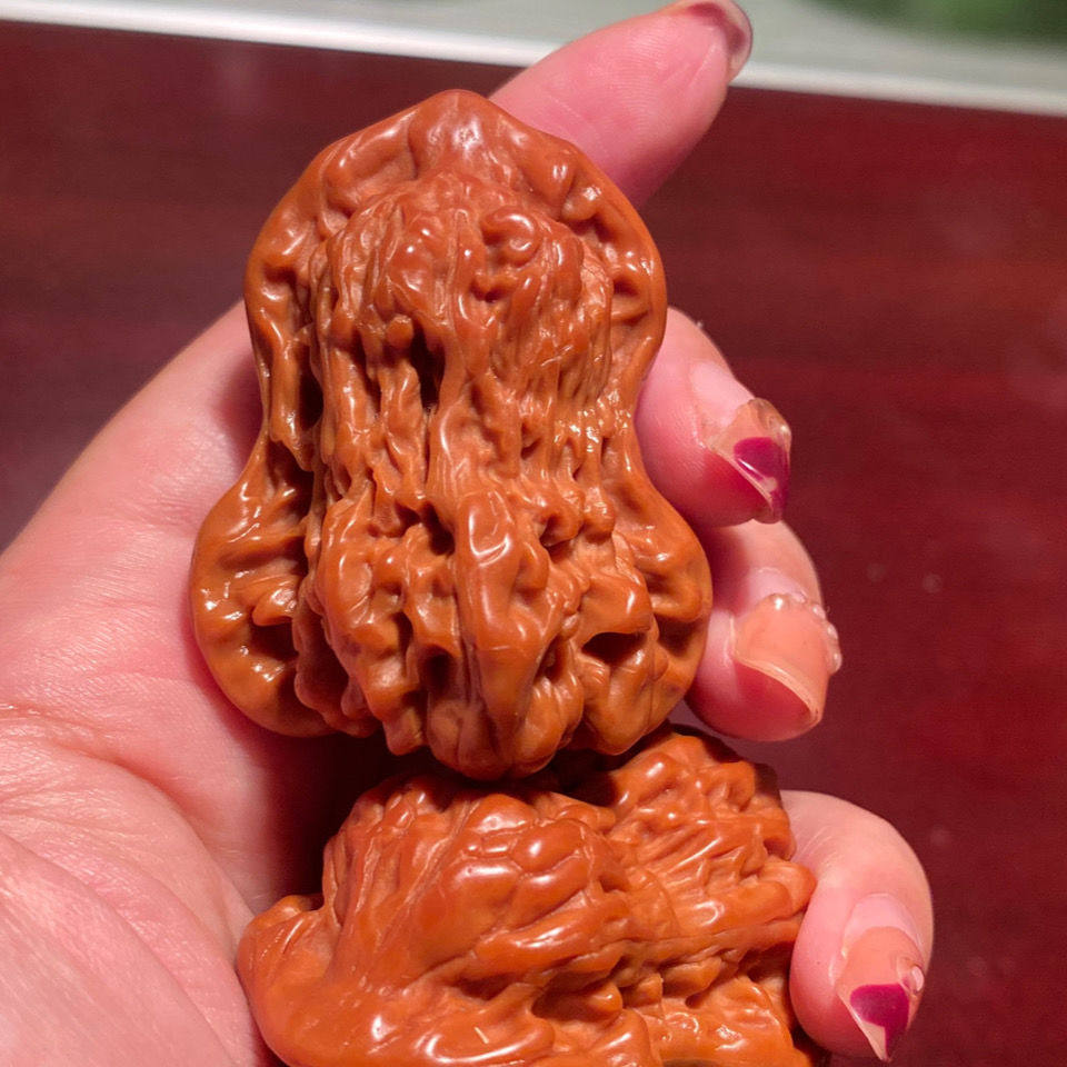 文玩核桃花生葫芦核桃麒麟纹官帽葫芦福禄大尺寸包浆盘玩手把件男