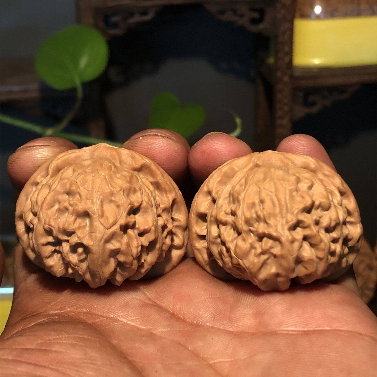 文玩麻核桃玉玺宫灯狮子头桩型漂亮走色牛筋红分量重打手小肉丸子