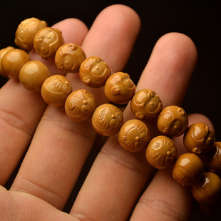 金丝猴头核桃雕刻三不猴/哆啦A梦手串链可爱卡通11mm迷你女款饰品