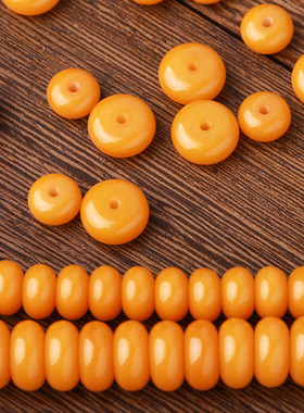 福瑞堂仿蜜蜡DIY手串链佛珠算盘珠浅橙色隔珠隔片垫片配饰品件