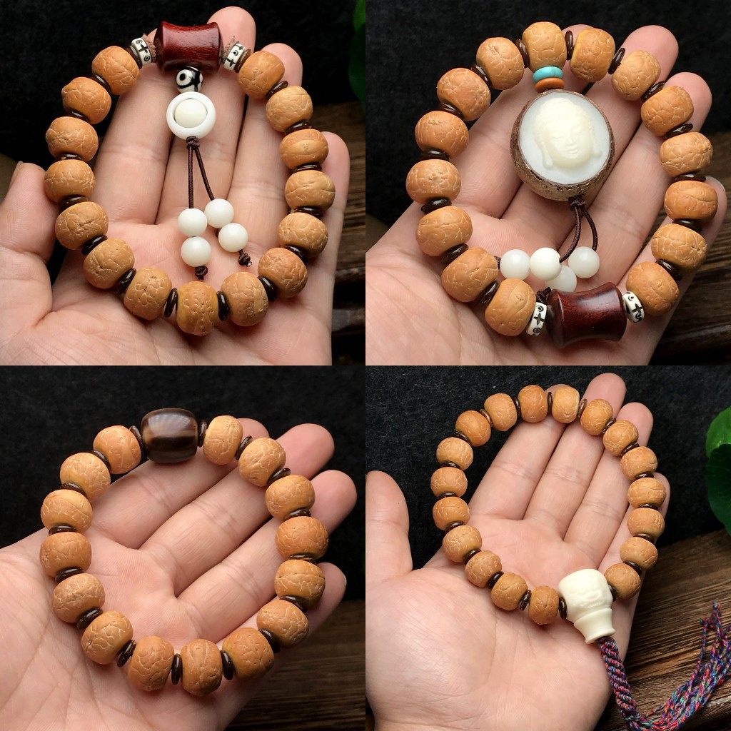 藏式文玩大凤眼菩提子手串女红皮佛珠手持盘玩龙眼男女士手链单圈
