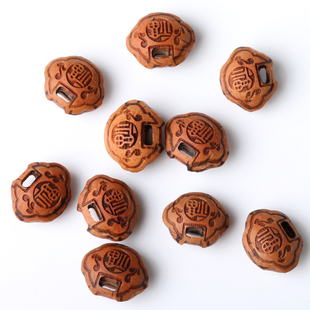 生山桃核原核雕刻福字桃木小福锁子婴儿锁挂件手脚链配件