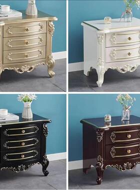 新款2025简约现代实木床头柜烤漆欧式定制而抽三抽收纳床边卧室柜