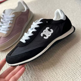 女 女真皮系带帆布拼色刺绣休闲运动风板鞋 25年新款 厚底阿甘德训鞋