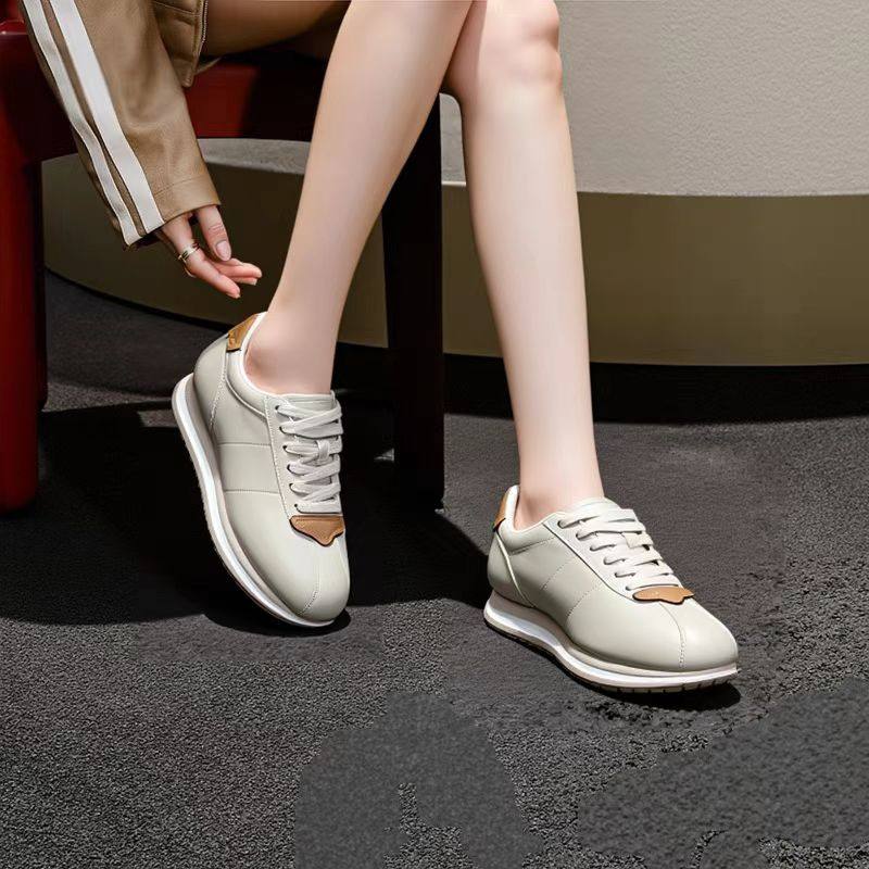 25年新款春秋真皮德训鞋女厚底增高休闲运动鞋百搭包子鞋系带女鞋,女鞋,时尚休闲鞋,淘宝优惠券,粉丝福利购,淘宝优惠卷