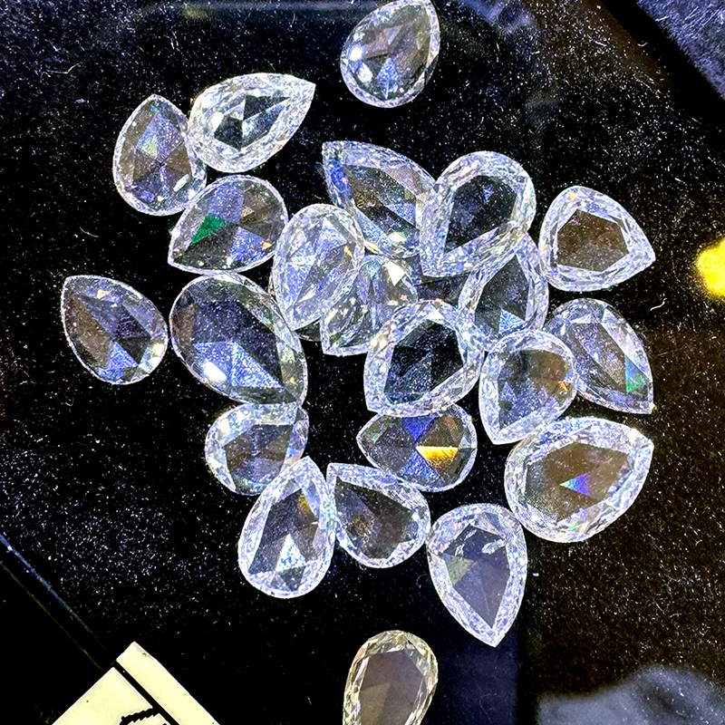 云申培育钻石水滴梨形玫瑰切配石