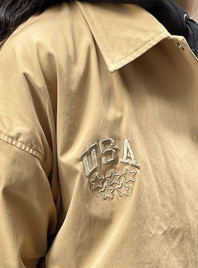 代购正品潮牌冠军日系复古工装衬衫男休闲纯色刺绣字母外套C3Z601