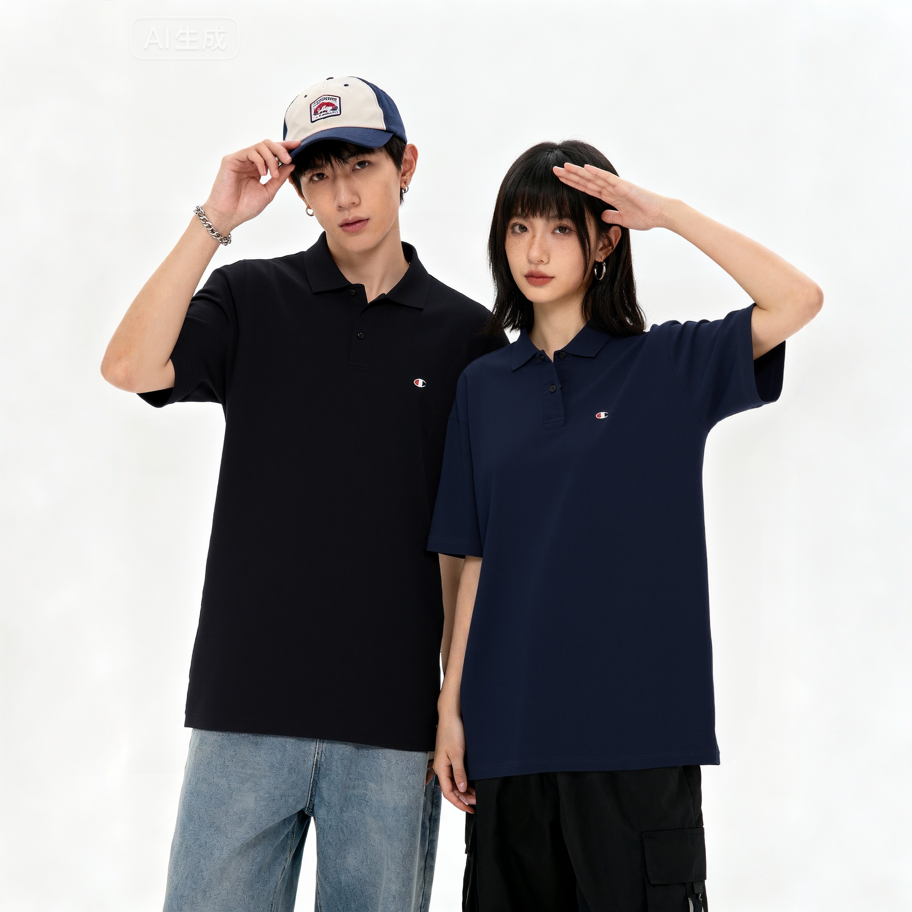 现货 正品冠军夏季半袖T恤男日版商务休闲champion翻领短袖polo衫