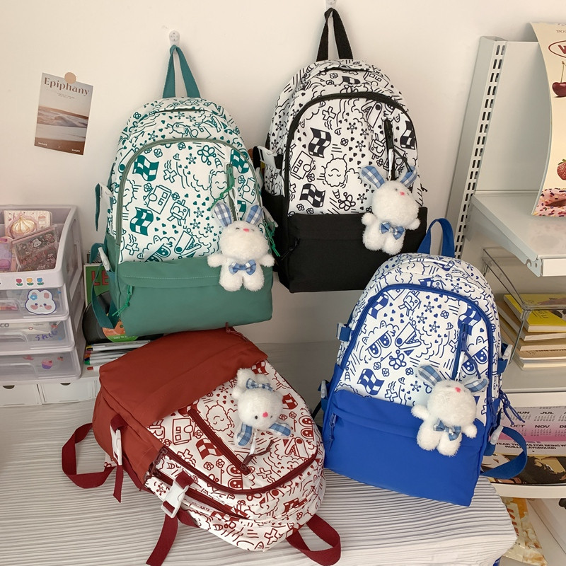 可爱涂鸦书包女原宿少女小众个性设计背包高中大学生大容量双肩包