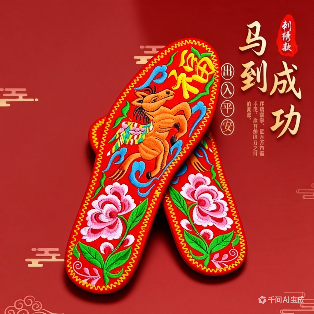 厂家直销刺绣结婚本命年鞋垫男女士绣花鞋垫纯棉布面红鞋垫成品