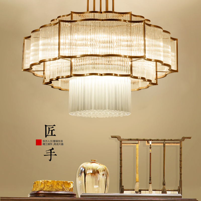 新中式吊灯大气客厅水晶灯酒店餐厅饭店包厢别墅复式楼大厅吊灯具